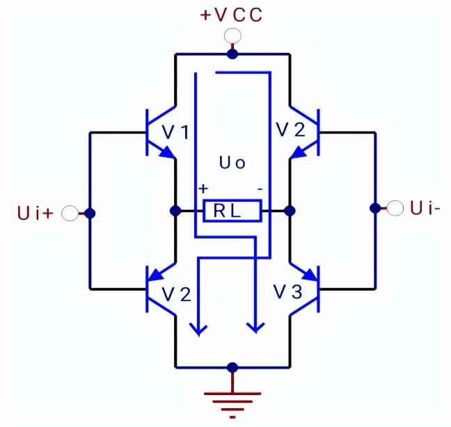橋式推挽功率放大器(BTL)電路圖 橋式推挽功率放大器(BTL)電路圖